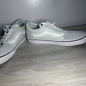 Vans Off The Wall Suede Canvas Sneakers Women's 8.5 Mint Green White Shoes Retro